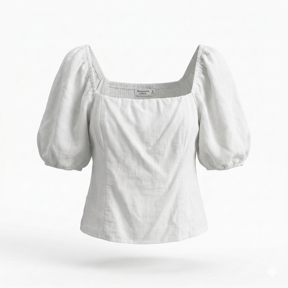 Abercrombie & Fitch Womens S Linen Cottagecore Romantic Coastal Coquette Blouse